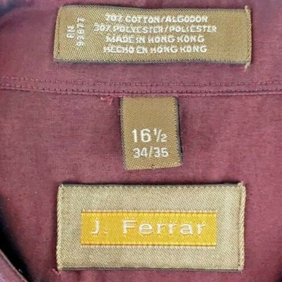 J Ferrar Mens Long Sleeve Dress Shirt 16 1/2 34/35 - Picture 7 of 7